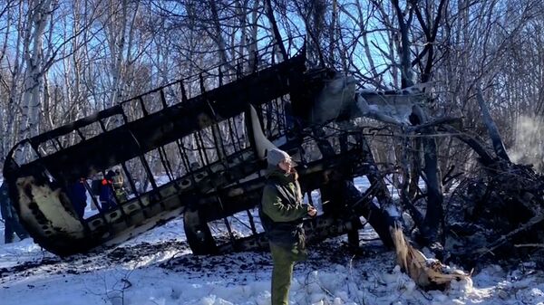 Работа следователей на месте крушения самолета Ан-2 на Камчатке