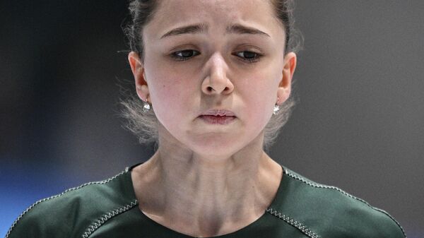 Камила Валиева на тренировке на XXIV зимних Олимпийских играх в Пекине