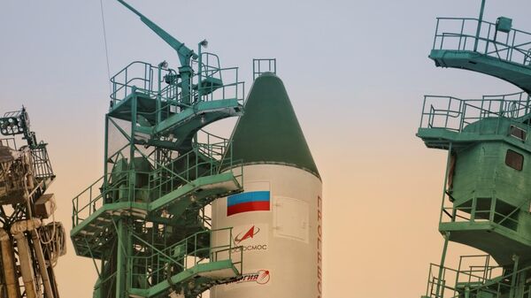 Ракета установлена на стартовый стол площадки № 31 (Восток) космодрома Байконур