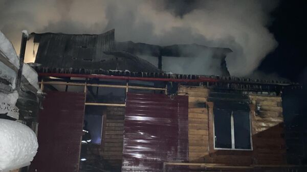 Пожар в частном доме в селе Сунтар, Якутия