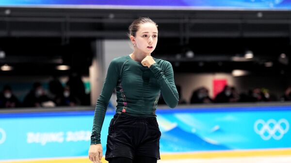 Российская спортсменка Камила Валиева на тренировке на XXIV зимних Олимпийских играх в Пекине
