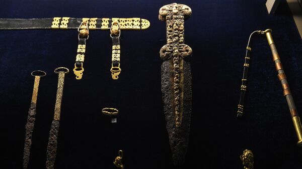 Скифское золото в экспозиции Национального музея имени Алдан-Маадыр. Архивное фото
