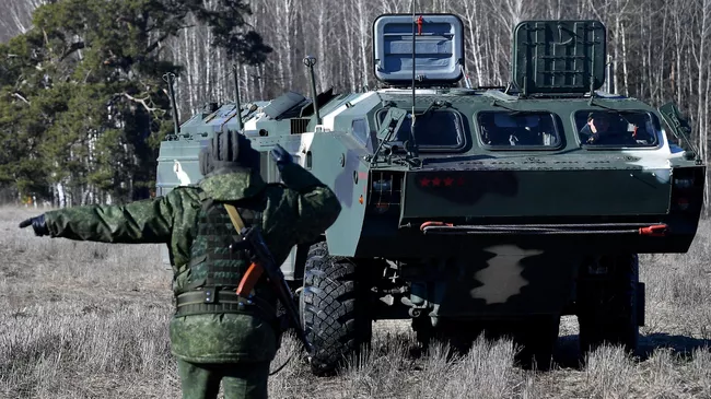 Тактический ракетный комплекс Точка во время совместных учений России и Белоруссии Союзная решимость — 2022 в Гомельской области