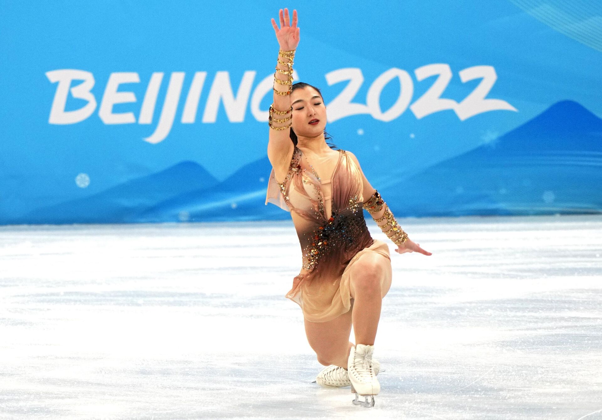 Каори Сакамото выступает в короткой программе на соревнованиях по фигурному катанию на XXIV зимних Олимпийских играх в Пекине - РИА Новости, 1920, 15.02.2022