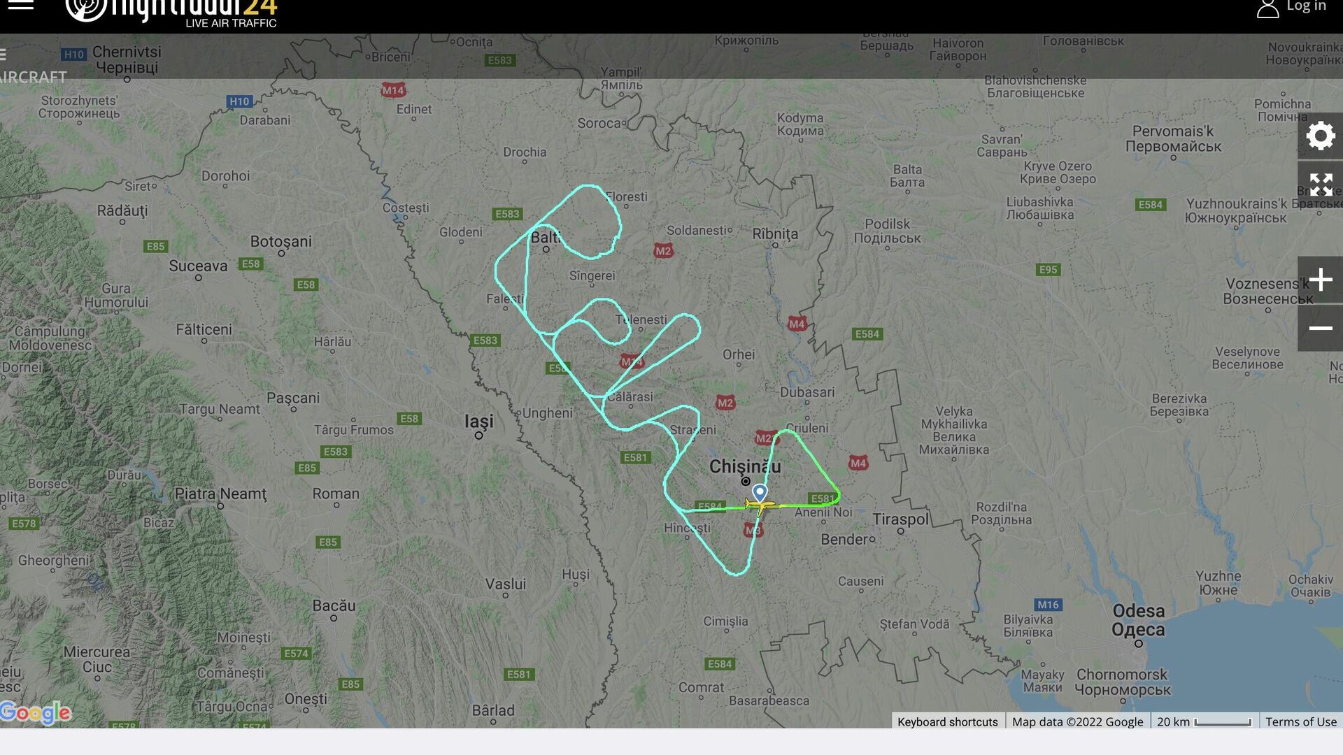 Траектория полета самолета на графике сервиса Flightradar - РИА Новости, 1920, 18.02.2022