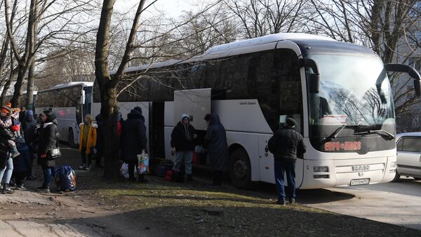 Автобусы, доставившие жителей из Донецкой и Луганской народных республик