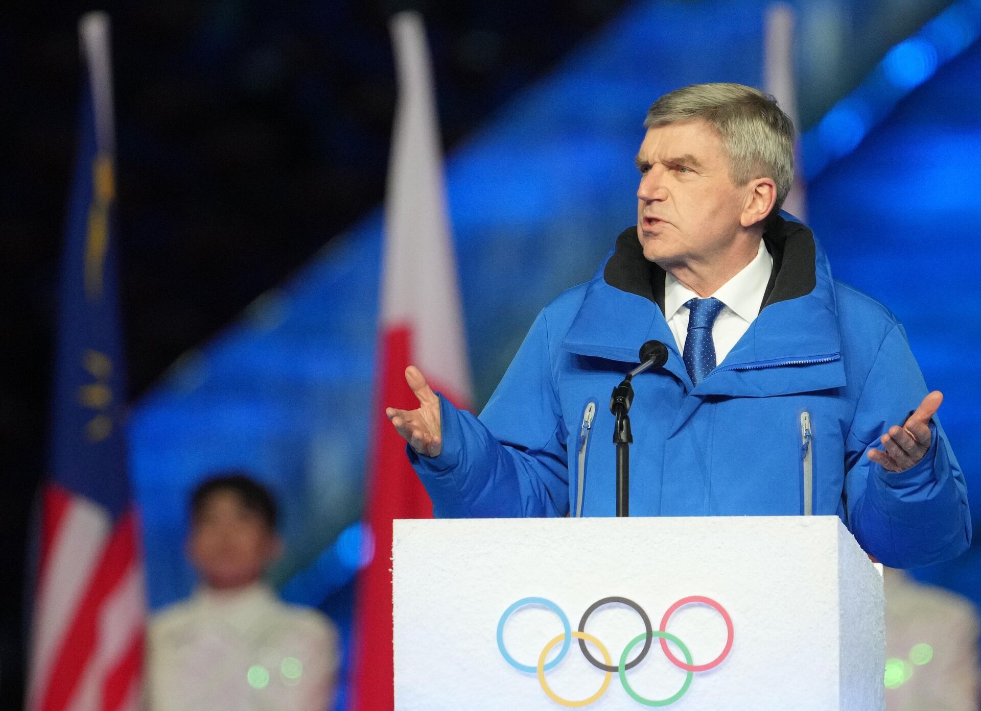 Президент Международного олимпийского комитета Томас Бах выступает на церемонии закрытия XXIV зимних Олимпийских игр в Пекине - РИА Новости, 1920, 21.02.2022