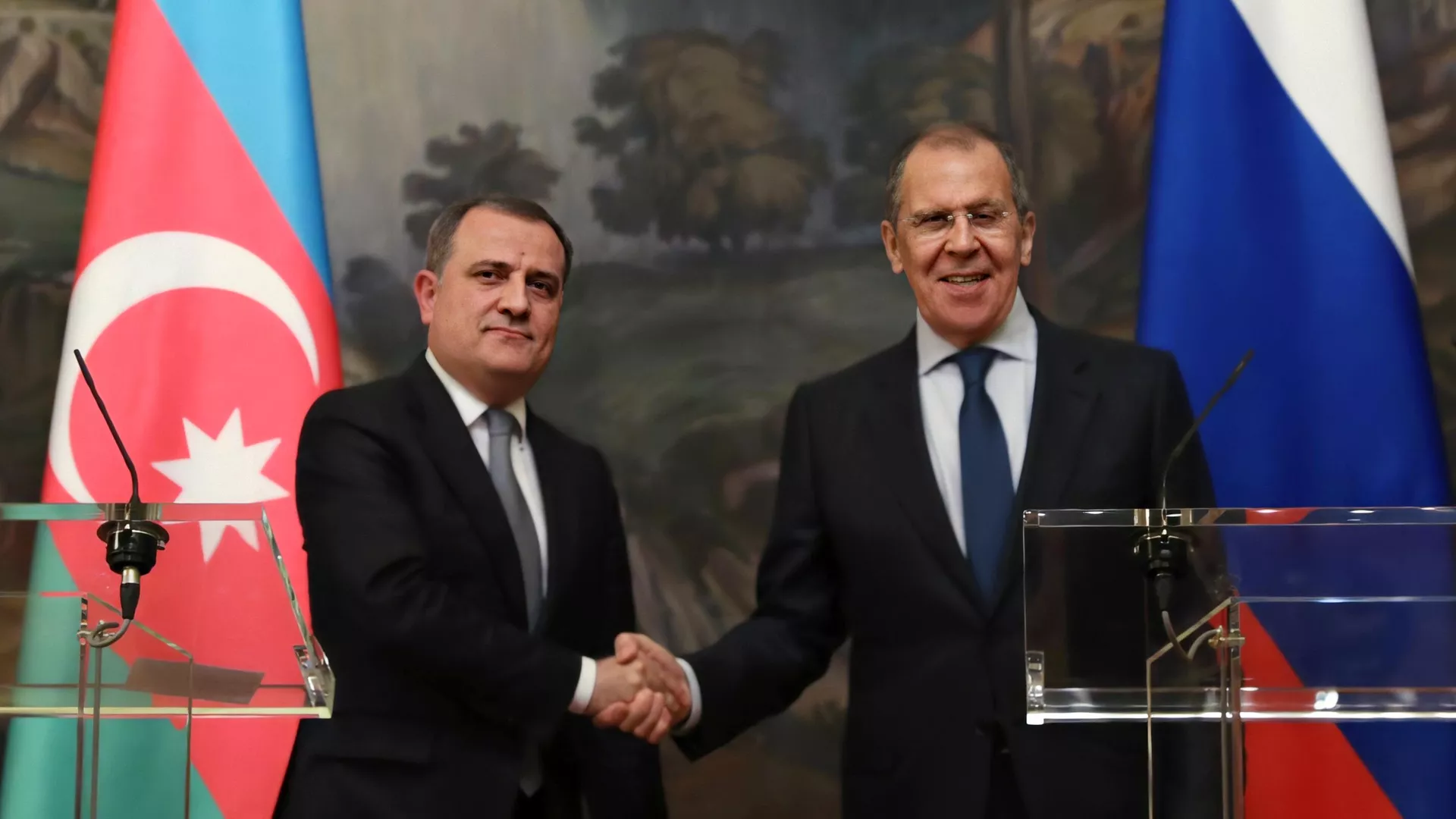 Russian Foreign Minister Sergei Lavrov and Azerbaijani Foreign Minister Jeyhun Bayramov at a press conference in Moscow - RIA Novosti, 1920, 22.02.2022
