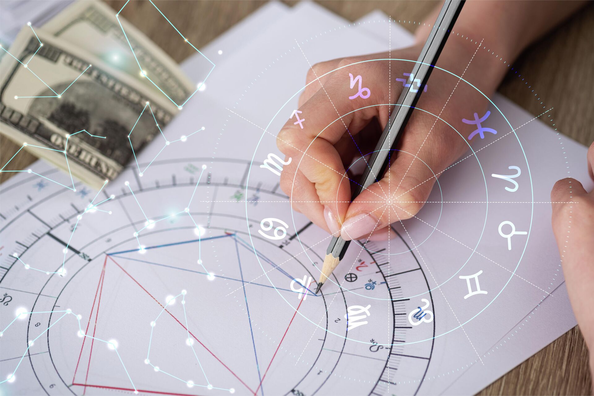 Астролог составляет натальную карту - РИА Новости, 1920, 01.12.2022