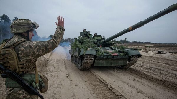 Украинские военные во время учений