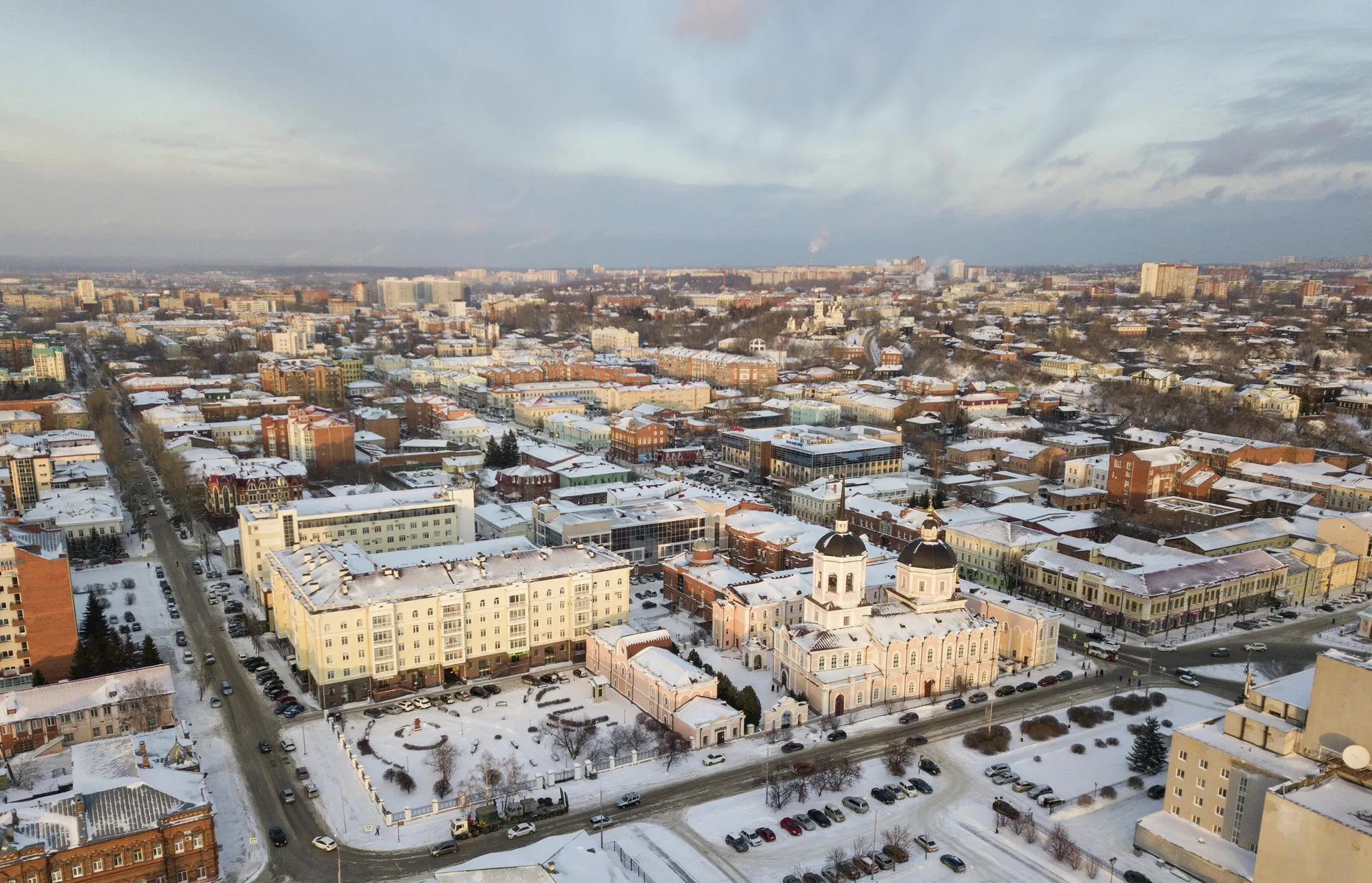 View of the city of Tomsk from a bird's eye view