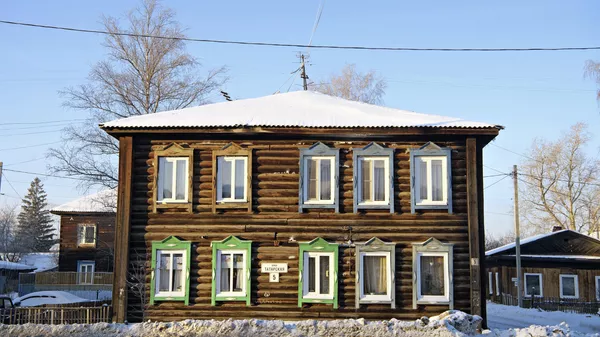 House in Tomsk. Wooden buildings preserved in the Tatar settlement of Tomsk