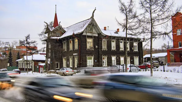 Architectural monument of Tomsk House with dragons