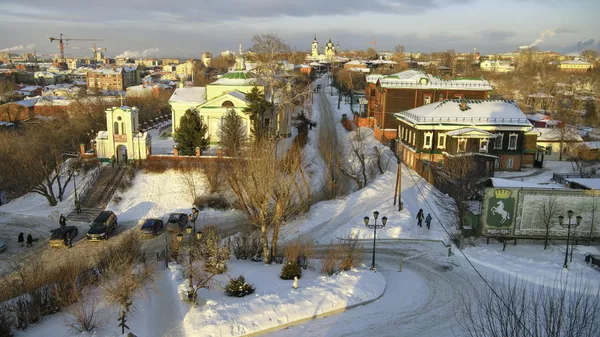 View of Bakunin Street (former 1st Voskresensky Vzvoz) from Voskresenskaya Mountain in Tomsk