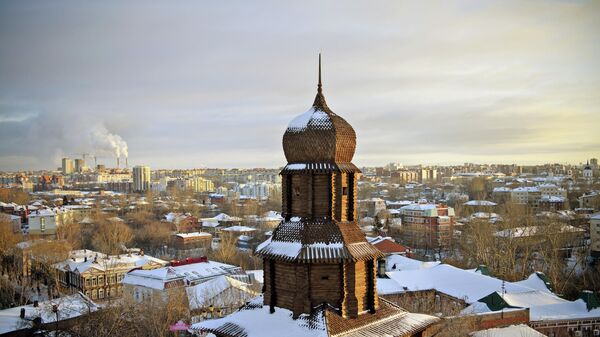 Спасская башня Томского острога на Воскресенской горе на территории музея истории Томска