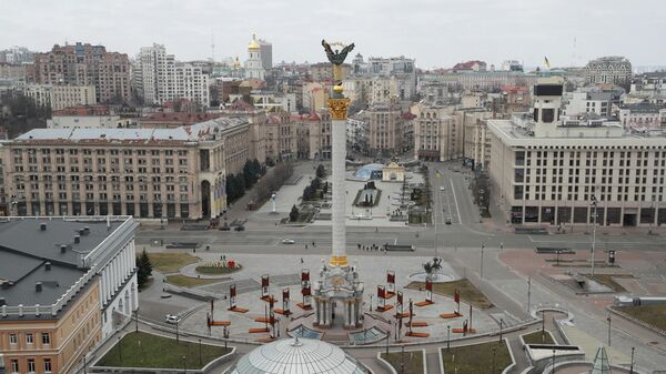 Вид площади Независимости в Киеве. 25 февраля 2022