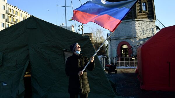 Открытие пункта приёма помощи для эвакуированных жителей Донбасса в Екатеринбурге