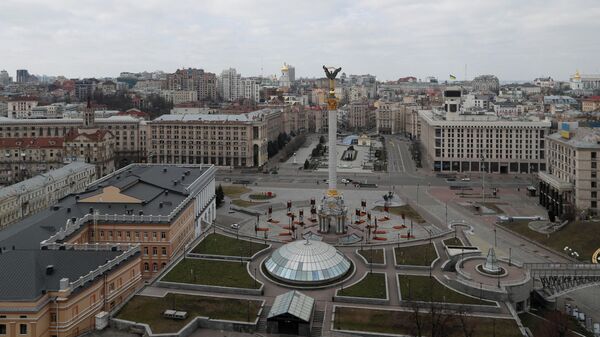 Вид на центр Киева. 25 февраля 2022