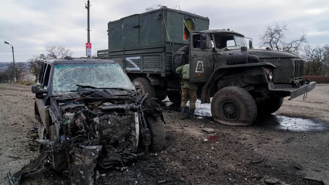 Сгоревшие автомобили в районе села Николаевка