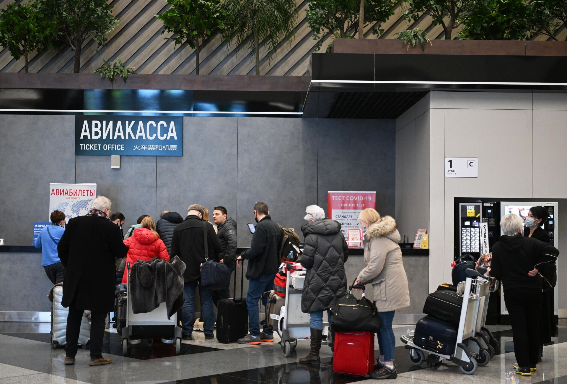 Очередь в авиакассы в терминале Международного аэропорта Шереметьево имени А.С. Пушкина - РИА Новости, 1920, 14.02.2024