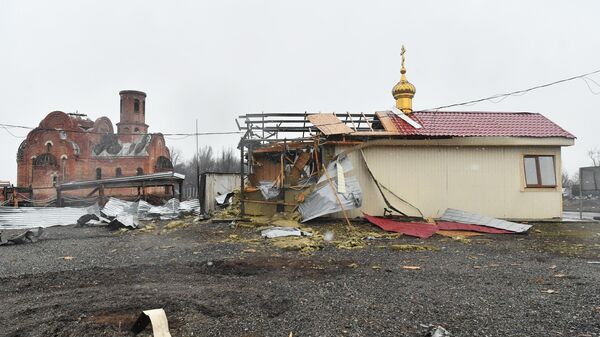 Разрушенный храм Святителя Николая селе Новоигнатьевка в Донецкой народной республике