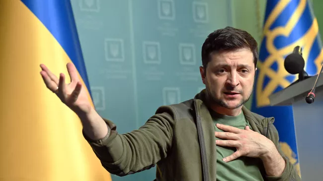 Президент Украины Владимир Зеленский во время пресс-конференции в Киеве. 3 марта 2022