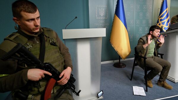 Президент Украины Владимир Зеленский во время пресс-конференции в Киеве. 3 марта 2022