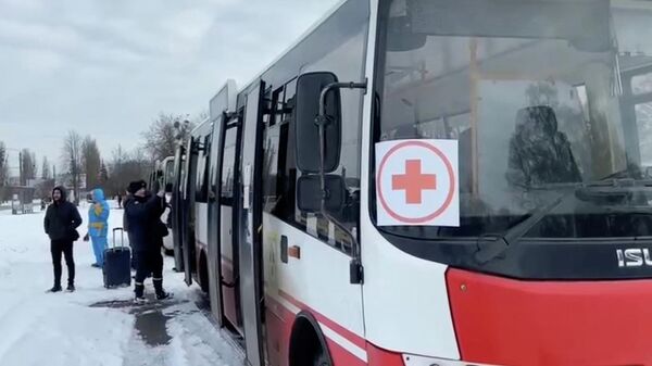 Автобус с эвакуированными из города Сумы, Украина