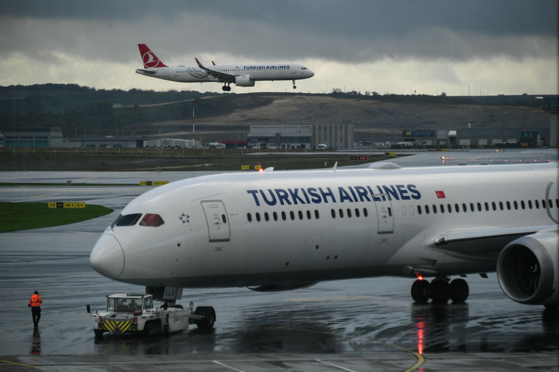 Самолеты авиакомпании Turkish Airlines в Международном аэропорту Стамбула - РИА Новости, 1920, 24.03.2022