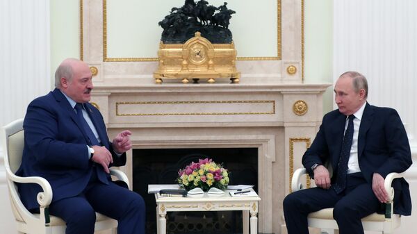 Президент РФ Владимир Путин и президента Белоруссии Александр Лукашенко на встрече в Кремле