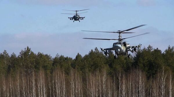  Уничтожение вертолетами Ка-52 бронетехники ВСУ