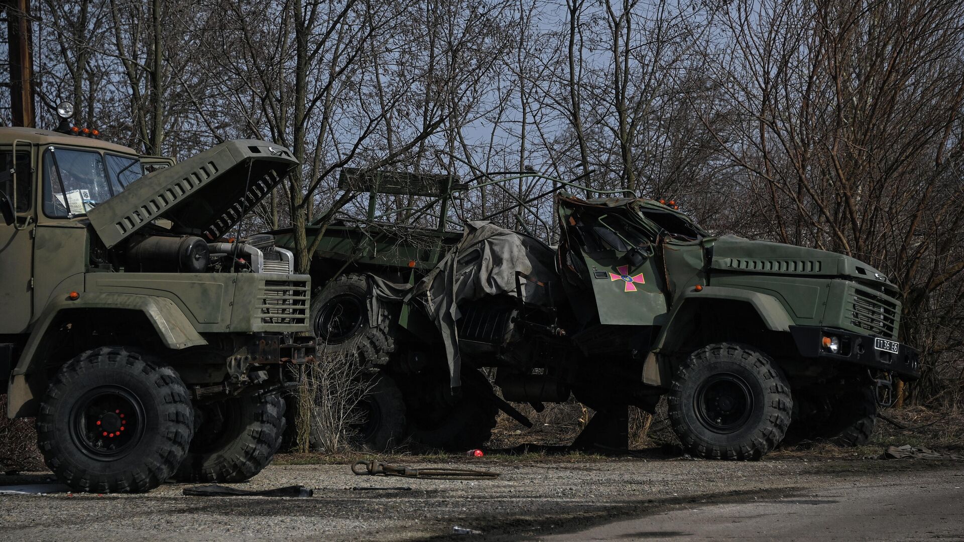 Военная техника из брошенной артиллерийской части Вооруженных сил Украины в Бердянске - РИА Новости, 1920, 20.03.2022