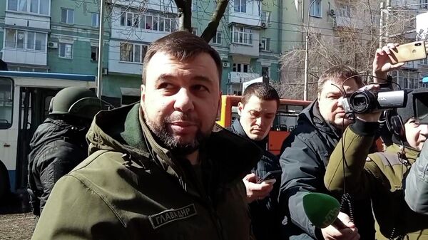 Заявление Пушилина на месте удара Точкой-У в центре Донецка