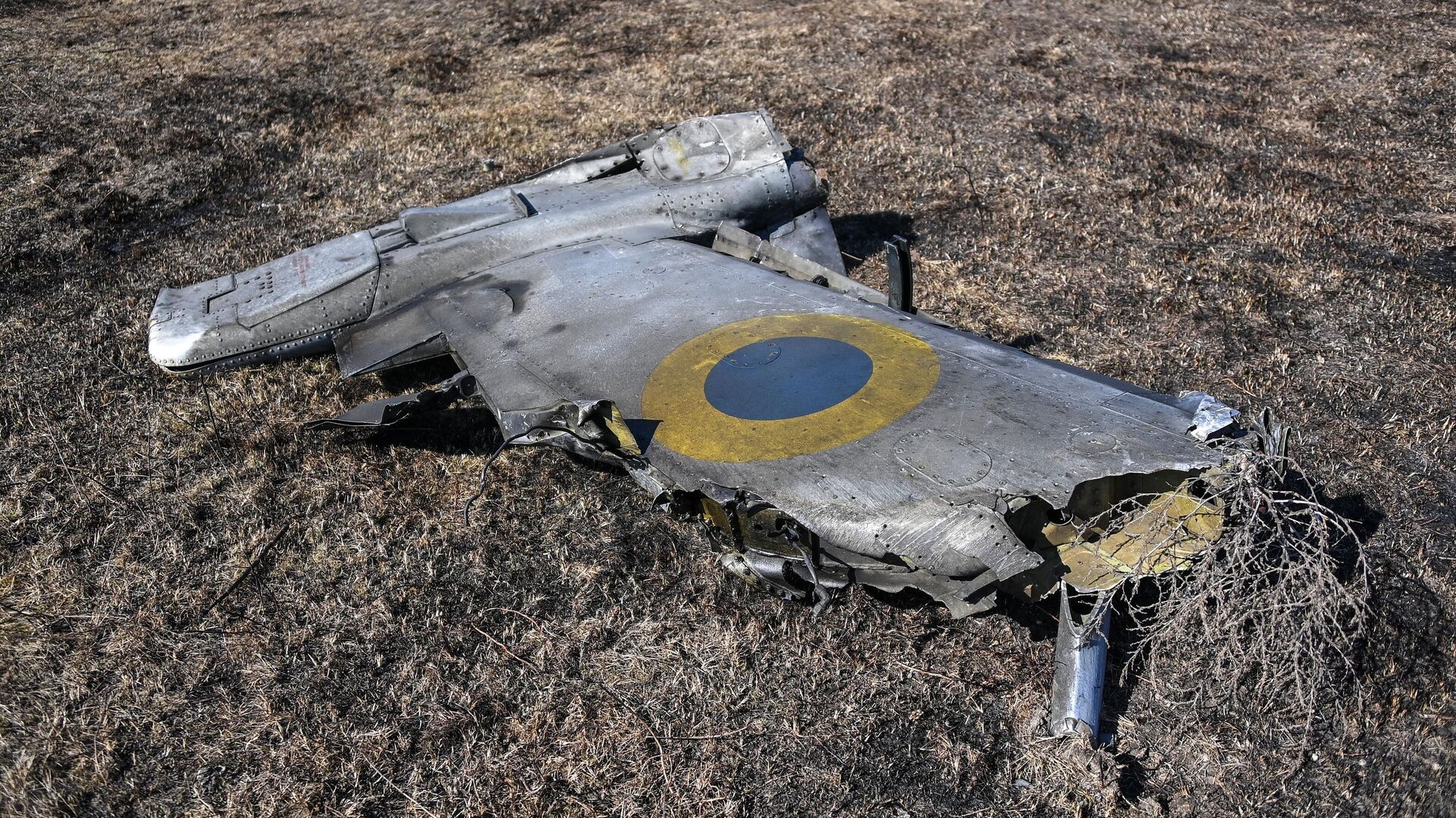 Обломок сбитого украинского штурмовика Су-25 в Херсонской области - РИА Новости, 1920, 05.07.2022