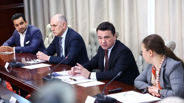 Губернатор Московской области Андрей Воробьев во время встречи с работающими в регионе представителями бизнеса