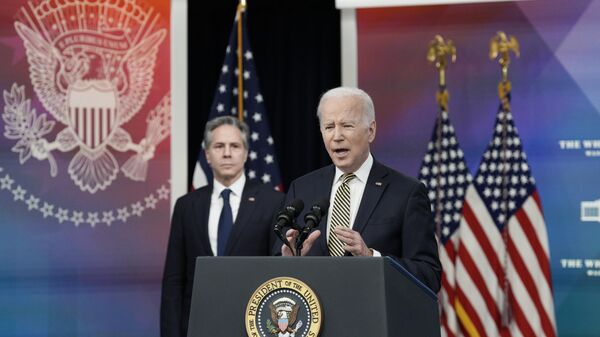 Президент США Джо Байден во время пресс-конференции по ситуации на Украине