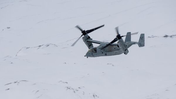 Конвертоплан ВВС США MV-22B Osprey во время учений Cold Response в Норвегии