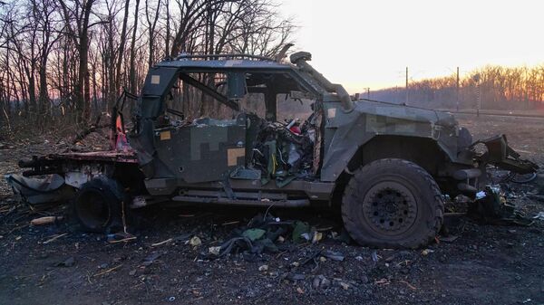 Уничтоженная украинская бронетехника в Донецкой области