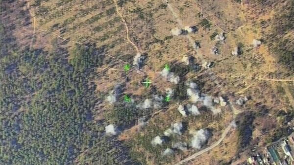Уничтожение украинской артиллерийской батареи в лесу. Кадры Минобороны РФ