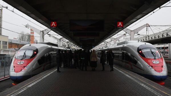 Высокоскоростные поезда Сапсан на Ленинградском вокзале Москвы