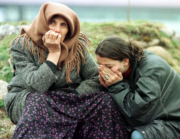 Menekültek Koszovóból Montenegróban.  1999. március 30