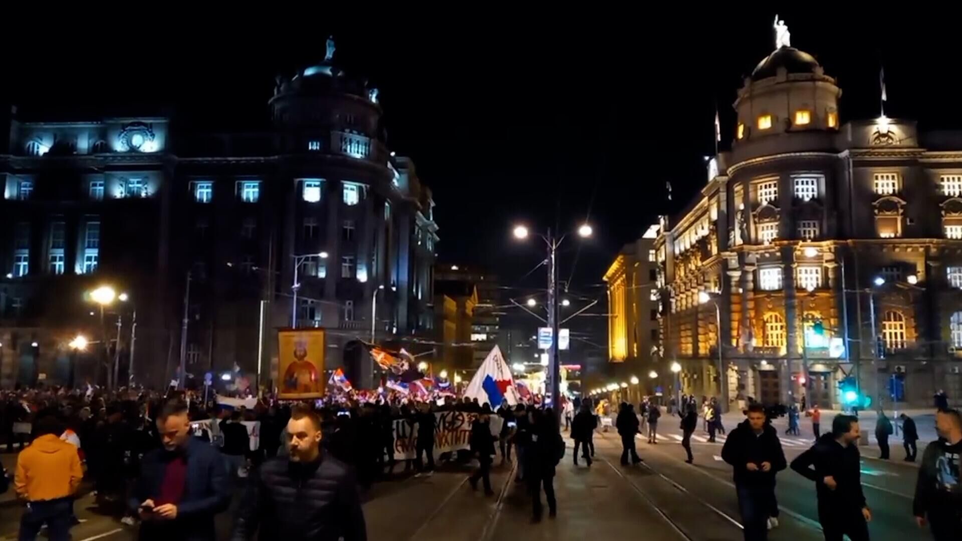 Массовая акция Мы против НАТО в Белграде - РИА Новости, 1920, 24.03.2022