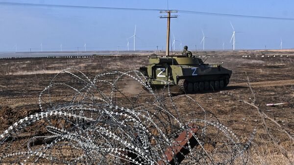 Машина разминирования УР-77 российских войск в Херсонской области