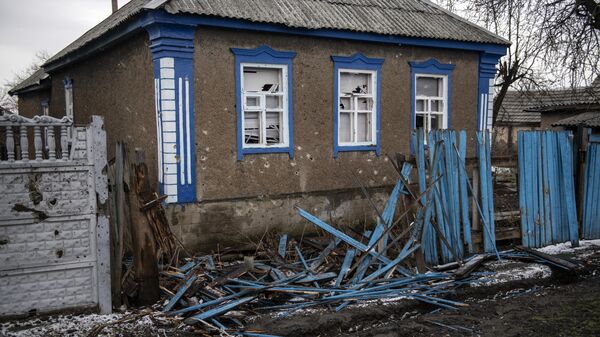 Дом в городе Ровеньки Луганской народной республики, пострадавший в результате попадания украинской ракеты Точка-У