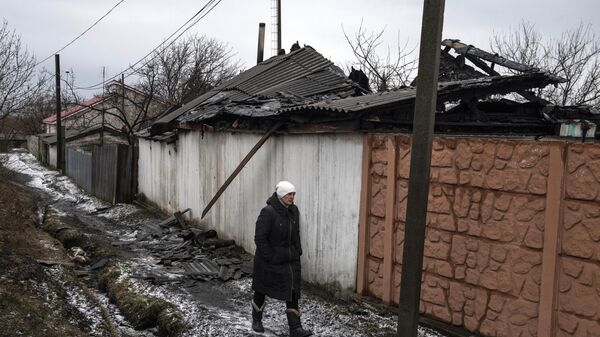 Дом в городе Ровеньки Луганской народной республики, пострадавший в результате попадания украинской ракеты Точка-У
