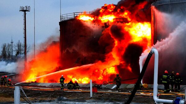 Пожар на базе ГСМ во Львове