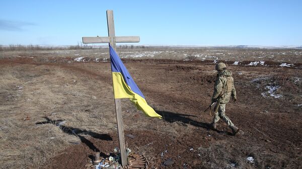 Украинский солдат в городе Светлодарск под Донецком