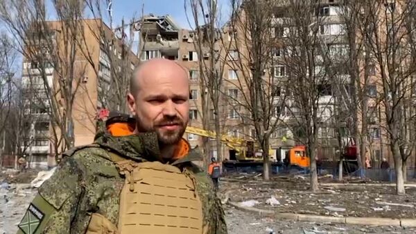 Кадры разрушенного жилого дома в Донецке
