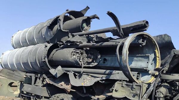 Уничтоженная позиция украинского дивизиона зенитного ракетного комплекса (ЗРК) С-300