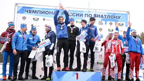 Призеры на мужской эстафеты 4 х 7.5 км чемпионата России по биатлону